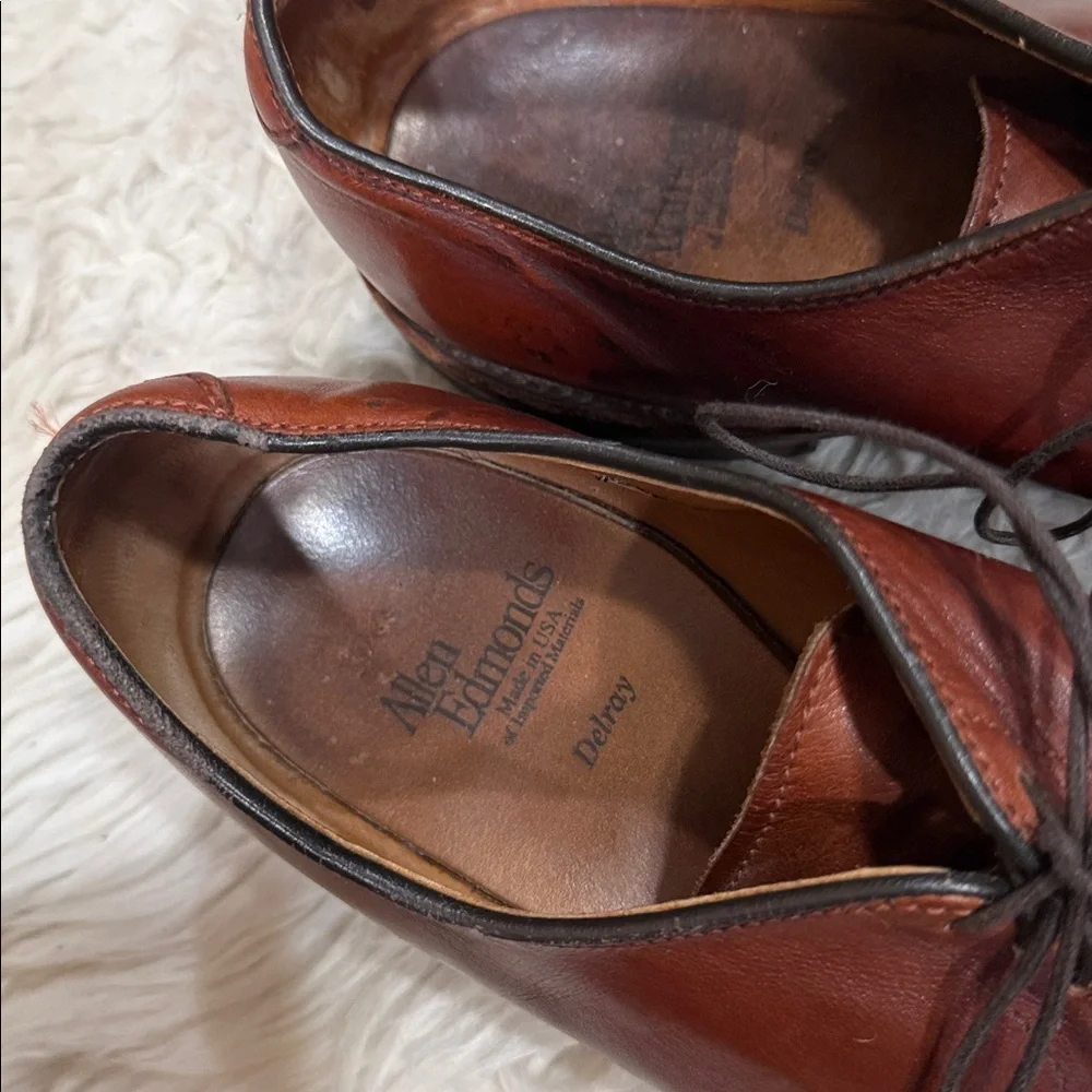 ALLEN EDMONDS Delray Tan‎ Brown Oxfords Sz 9 B Split Toe Mens Dress Shoes USA